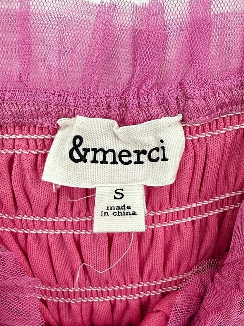 &merci Hot Pink Ruffled Tiered Maxi Dress with Tie Straps & Size Small - Picture 2 of 2